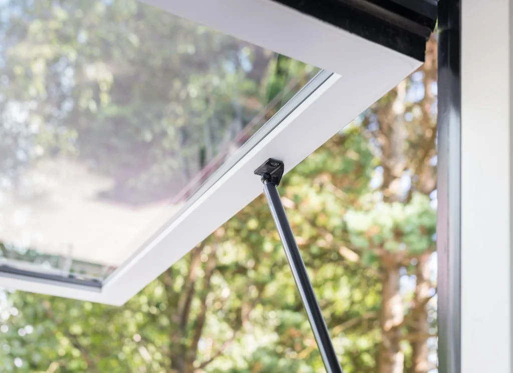 Custom retractable pass-through window system