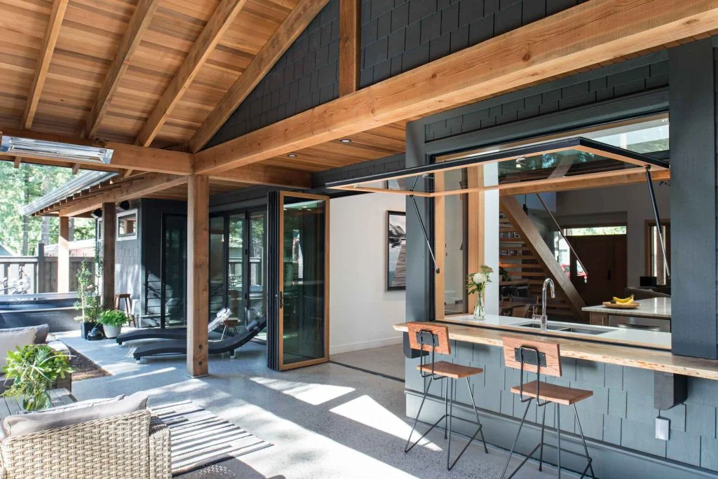 Open-concept kitchen pass-through window design