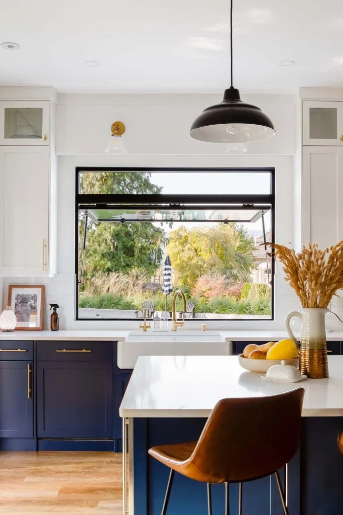 Contemporary patio pass-through window installation